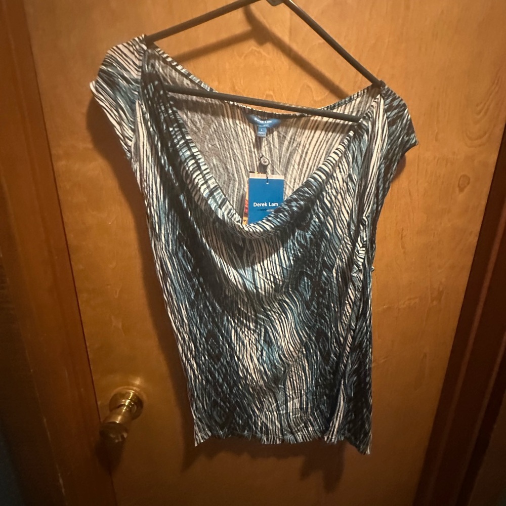 Derek Lam Zebra Print Drape Sleeveless Top